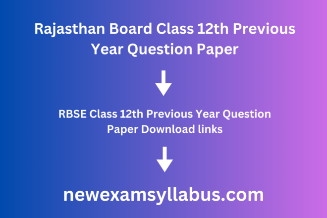 RBSE Class 12th Previous Year Question Paper download link