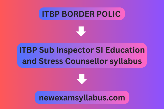 ITBP Sub Inspector SI Education and Stress Counsellor syllabus