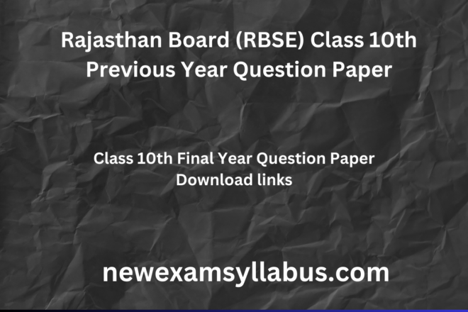 Rajasthan Board (RBSE) Class 10th Previous Year Question Paper